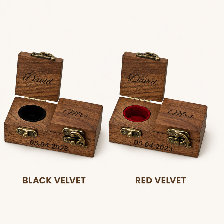 Engraved Wooden Ring Bearer Box