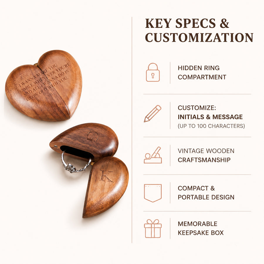 Hidden Compartment Wooden Ring Box