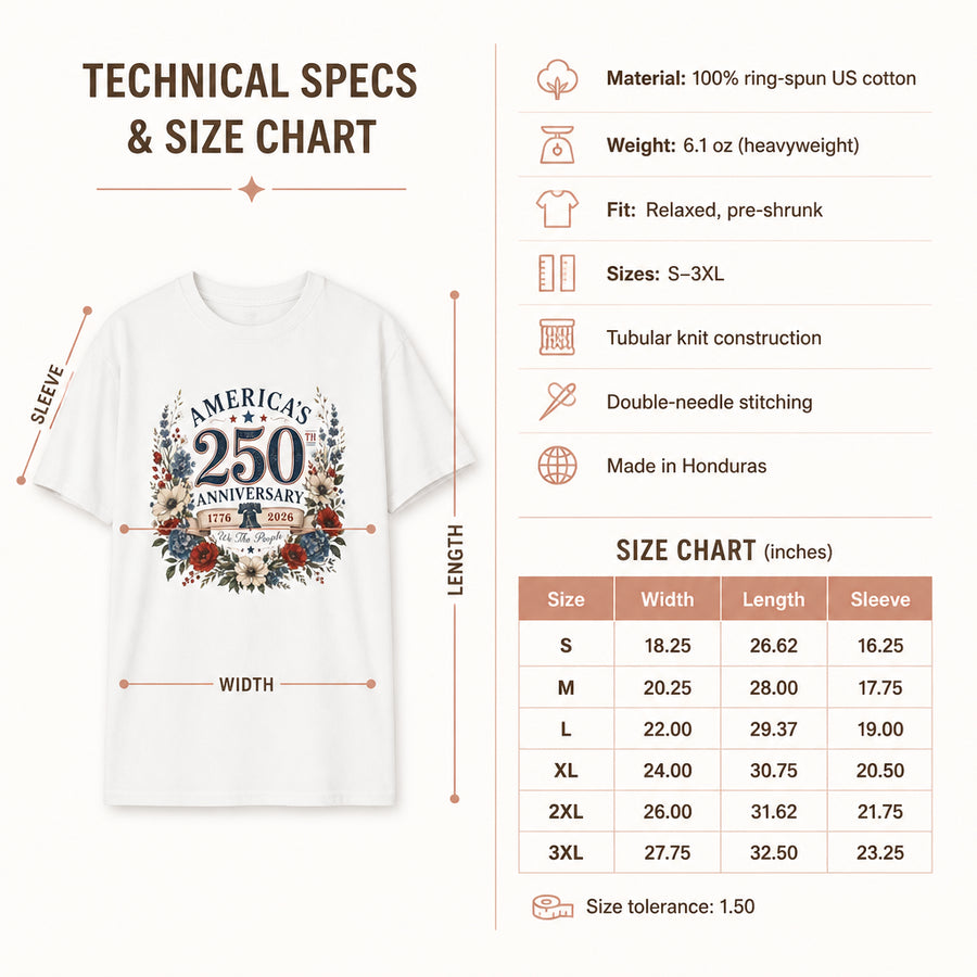America's 250th Anniversary floral wreath T-Shirt