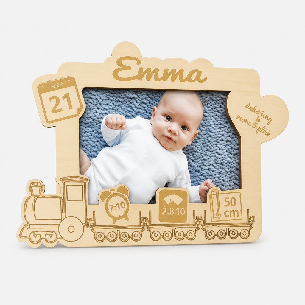 Personalized Newborn Wooden Photo Frame · Main product on white background