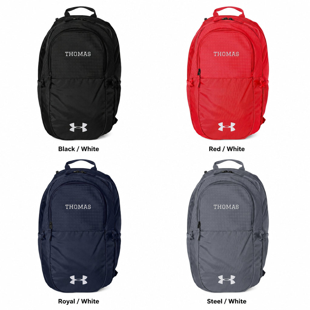 Distressed Name Embroidery Backpack Under Armour All Sport Backpack | Personalized Name · All color variants grid