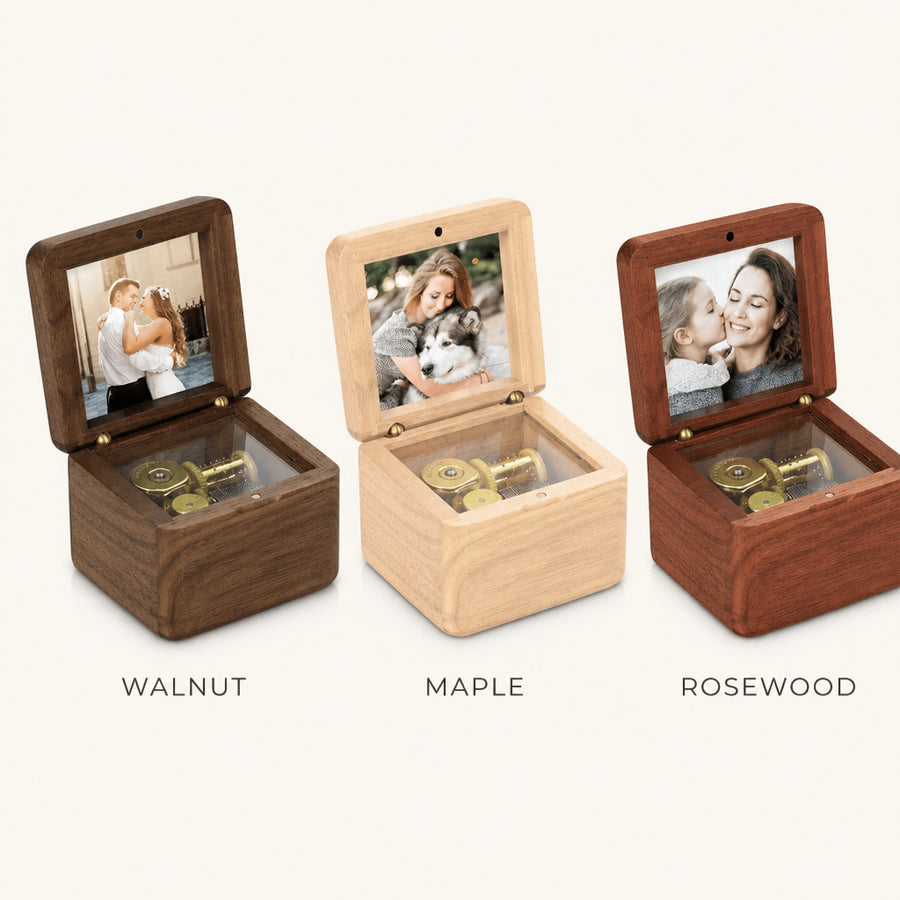 Custom Vintage Wooden Photo Music Box