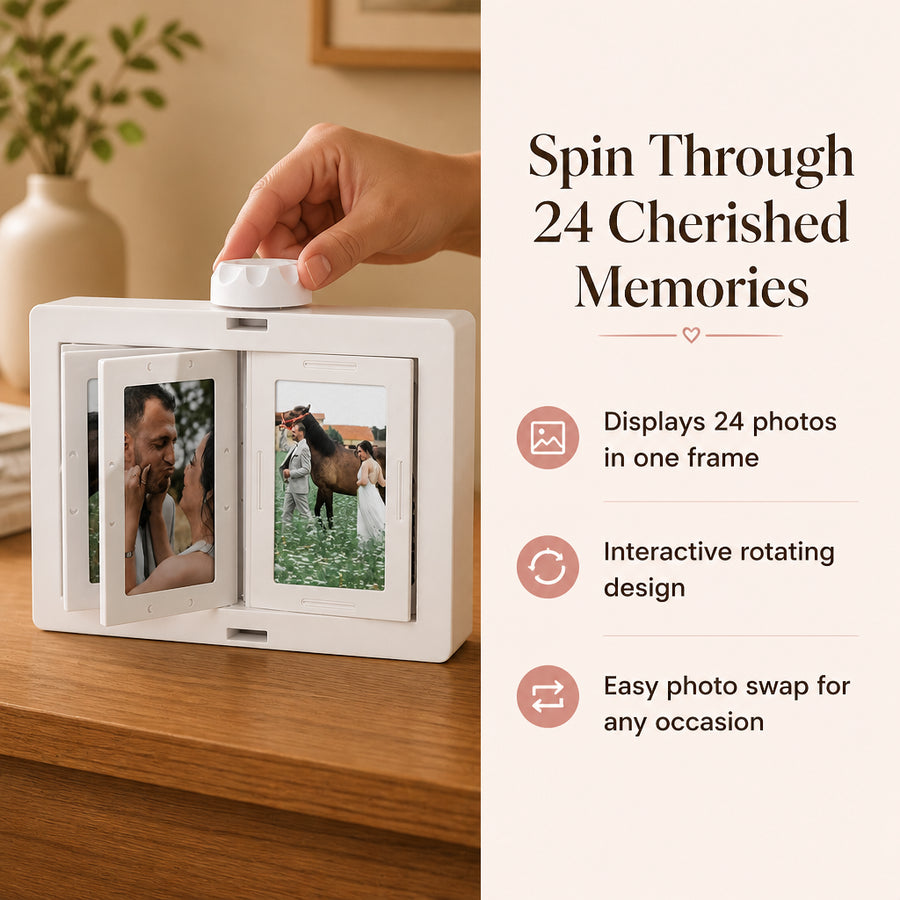 Custom Rotating 24 Photos Carousel Display