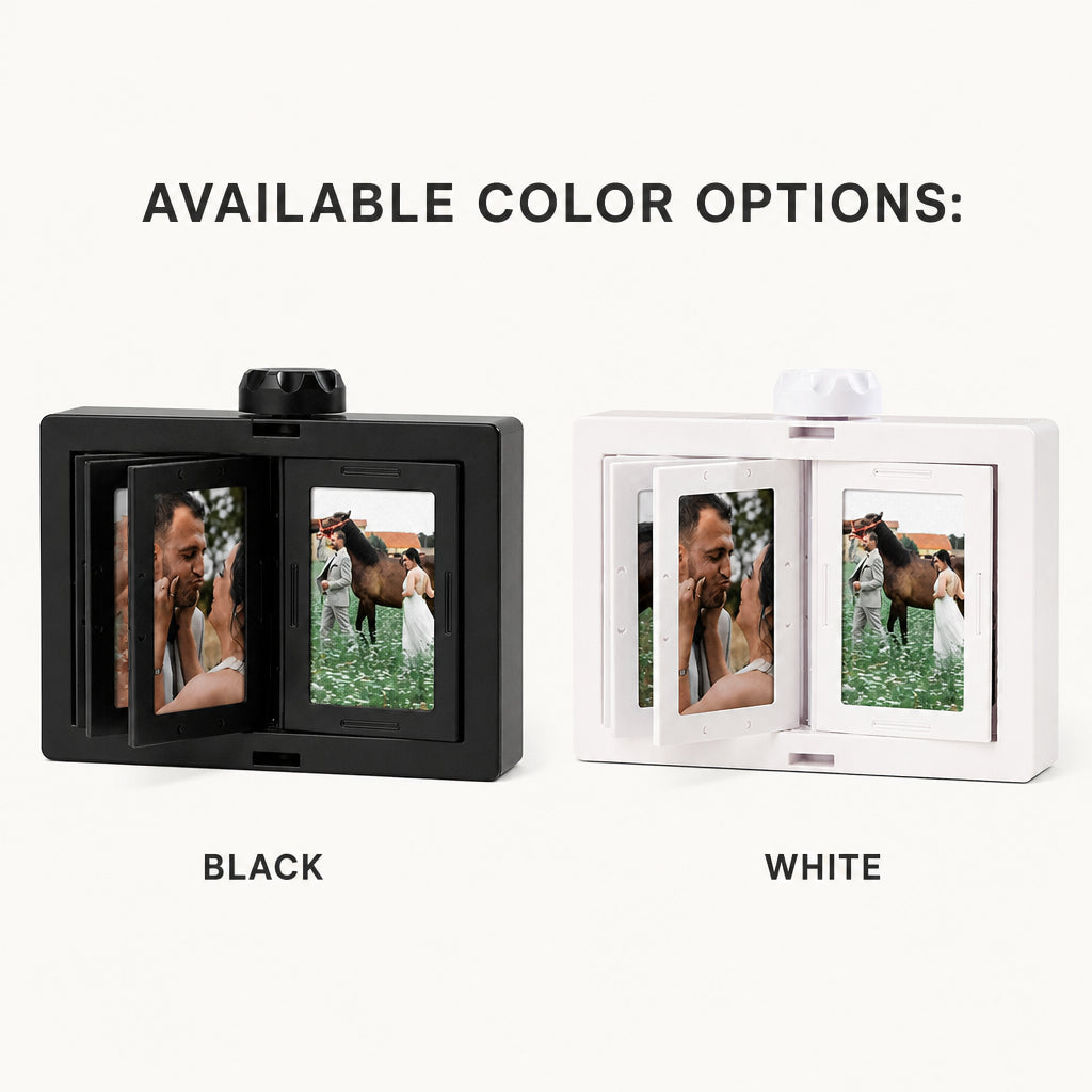 Custom Rotating 24 Photos Carousel Display · Color Variants: Black & White Grid