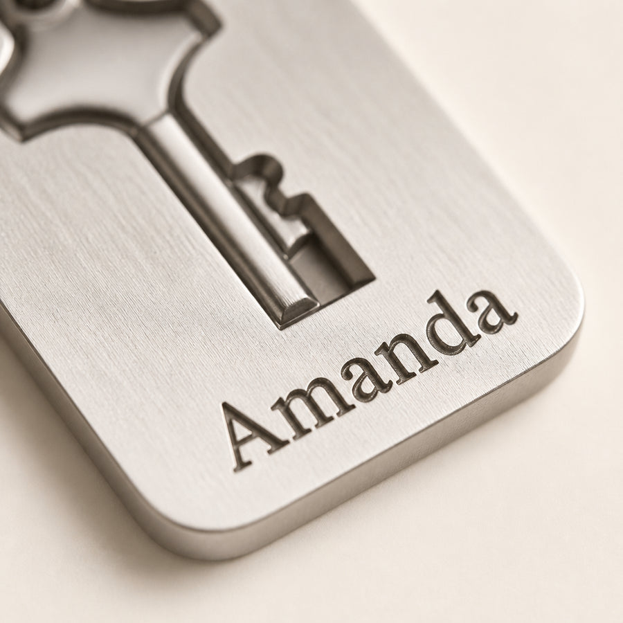 Custom Engraved Lock and Key Matching Jewelry Set