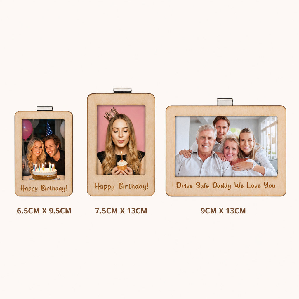 Magnetic Photo and Text Car Sun Visor Clip · All Size Variants Grid