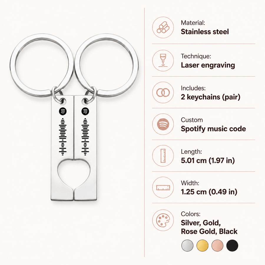 Custom Spotify Code Couples Keychain