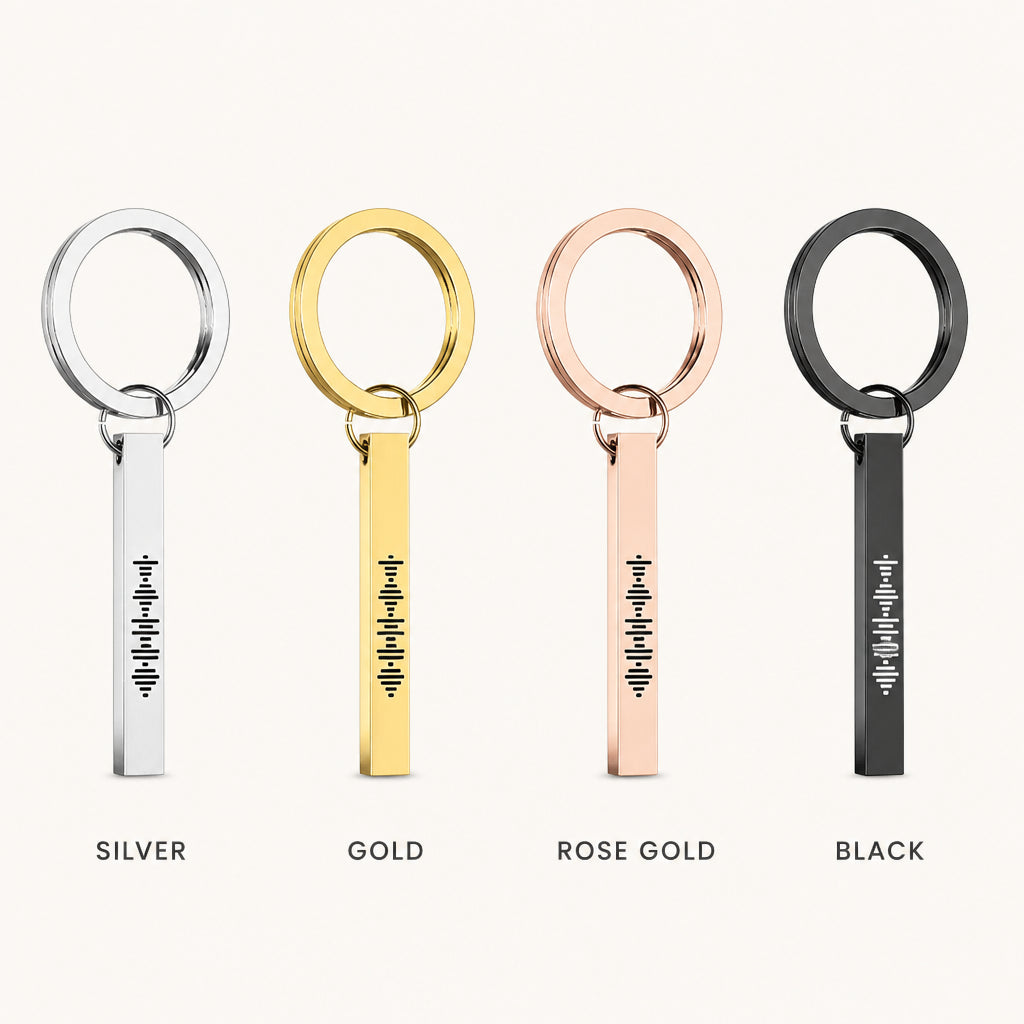 Custom Engraved Spotify Code Keychain · All Color Variants Grid Showcase