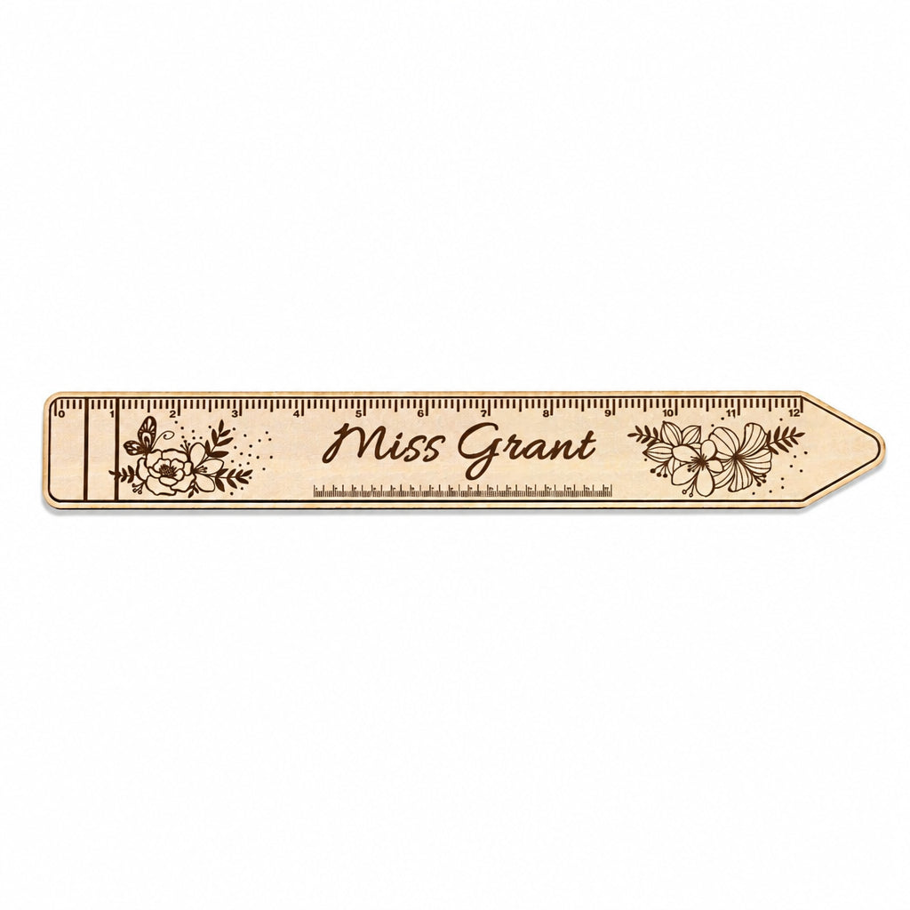 Personalized Name Wooden Teacher Ruler · Main product on white background