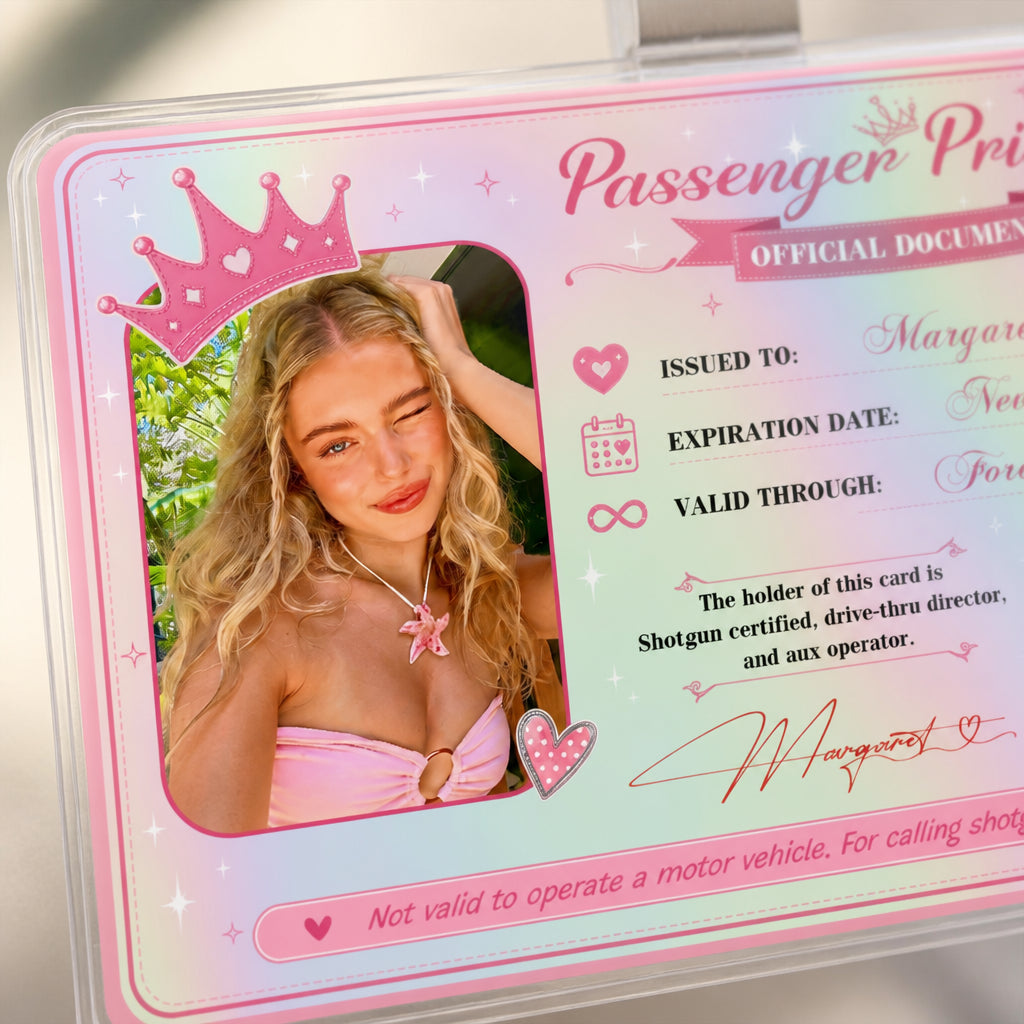 Personalized Passenger Princess Card · Macro Close-Up of Personalization Detail