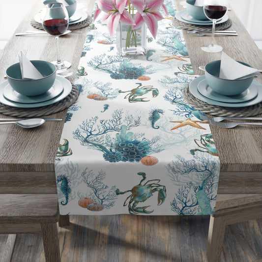 Watercolor Coral Reef Table Runner (Cotton, Poly)