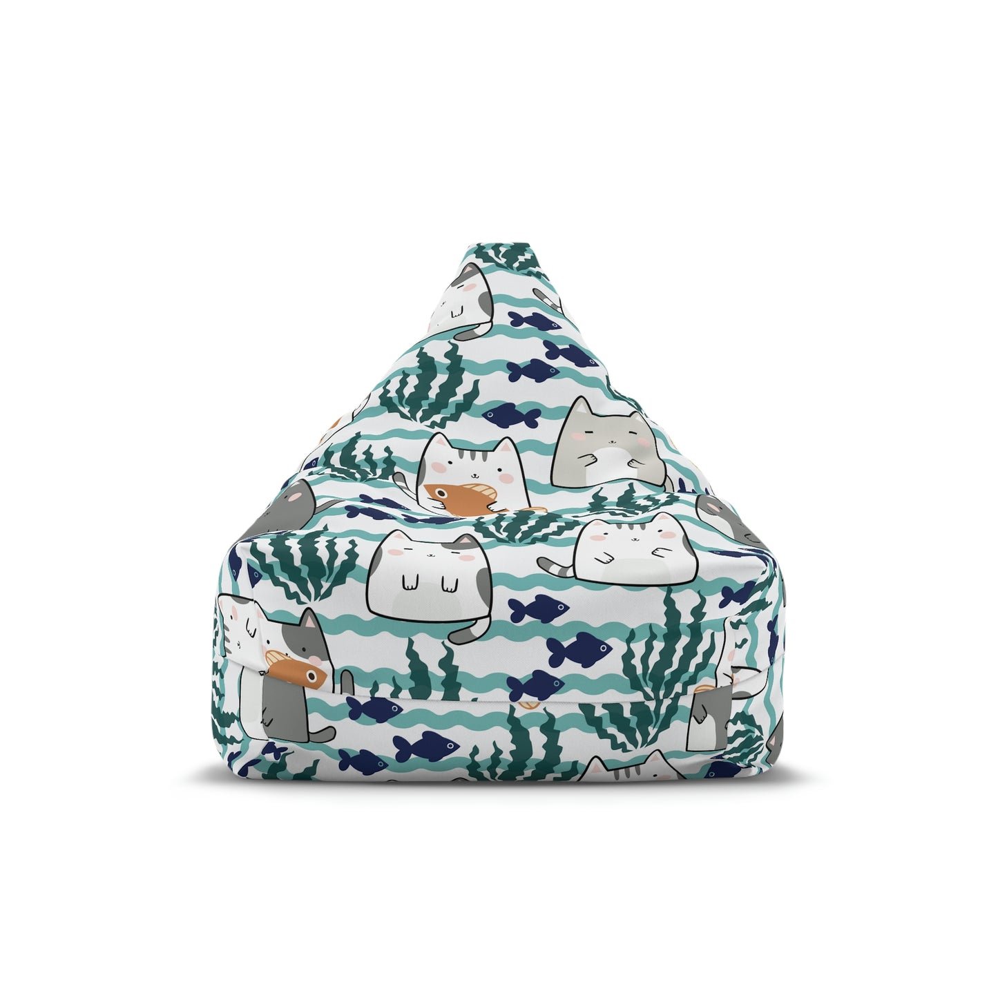 Kawaii Cats and Fishes Bean Bag Chair Cover
