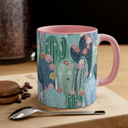 Pastel Cactus Accent Coffee Mug, 11oz