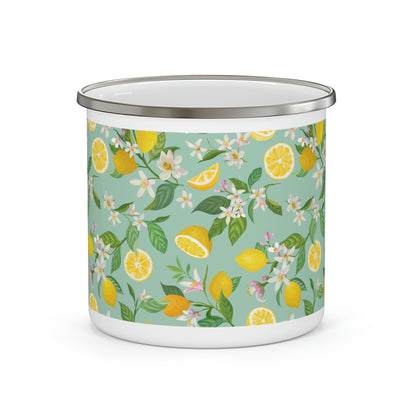 Lemons and Flowers Enamel Camping Mug