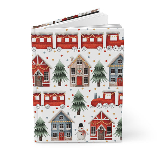 Christmas Trains and Houses Hardcover Journal Matte