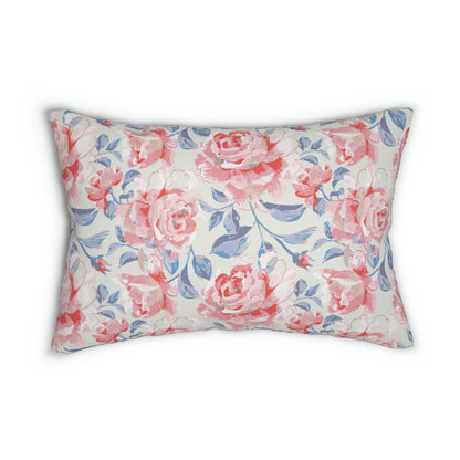 Pink Roses Spun Polyester Lumbar Pillow