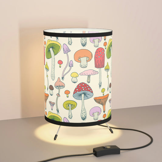 Forest Mushrooms Tripod Lamp with High-Res Printed Shade, US\CA plug