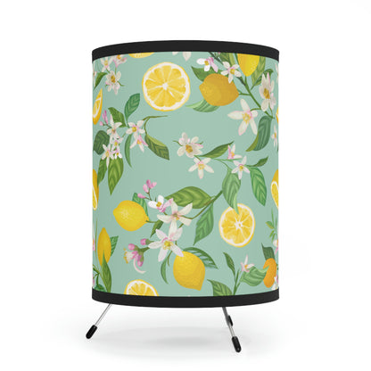 Lemons and Flowers Tripod Lamp with High-Res Printed Shade