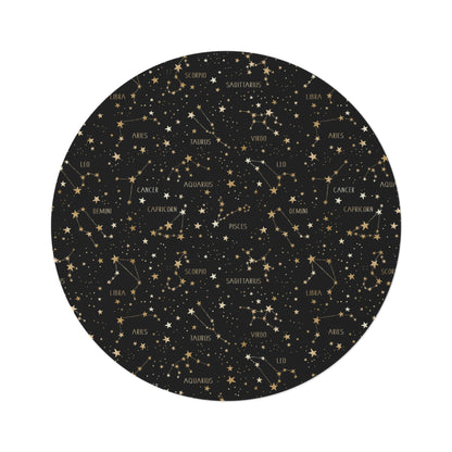 Stars and Zodiac Signs Round Rug
