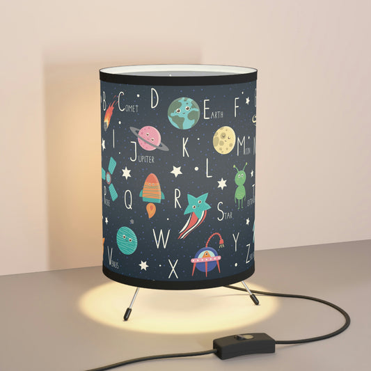 Space Alphabet Tripod Lamp with High-Res Printed Shade, US\CA plug