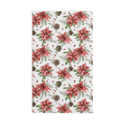 Poinsettia and Pine Cones Hand Towel