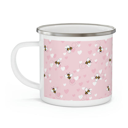 Honey Bee Hearts Enamel Camping Mug