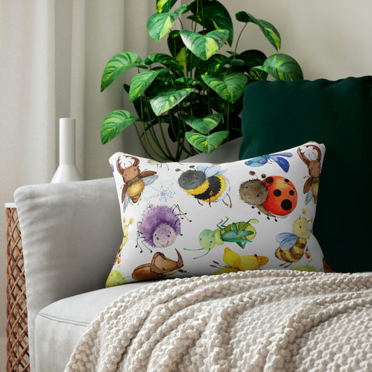 Ladybugs, Bees and Dragonflies Spun Polyester Lumbar Pillow