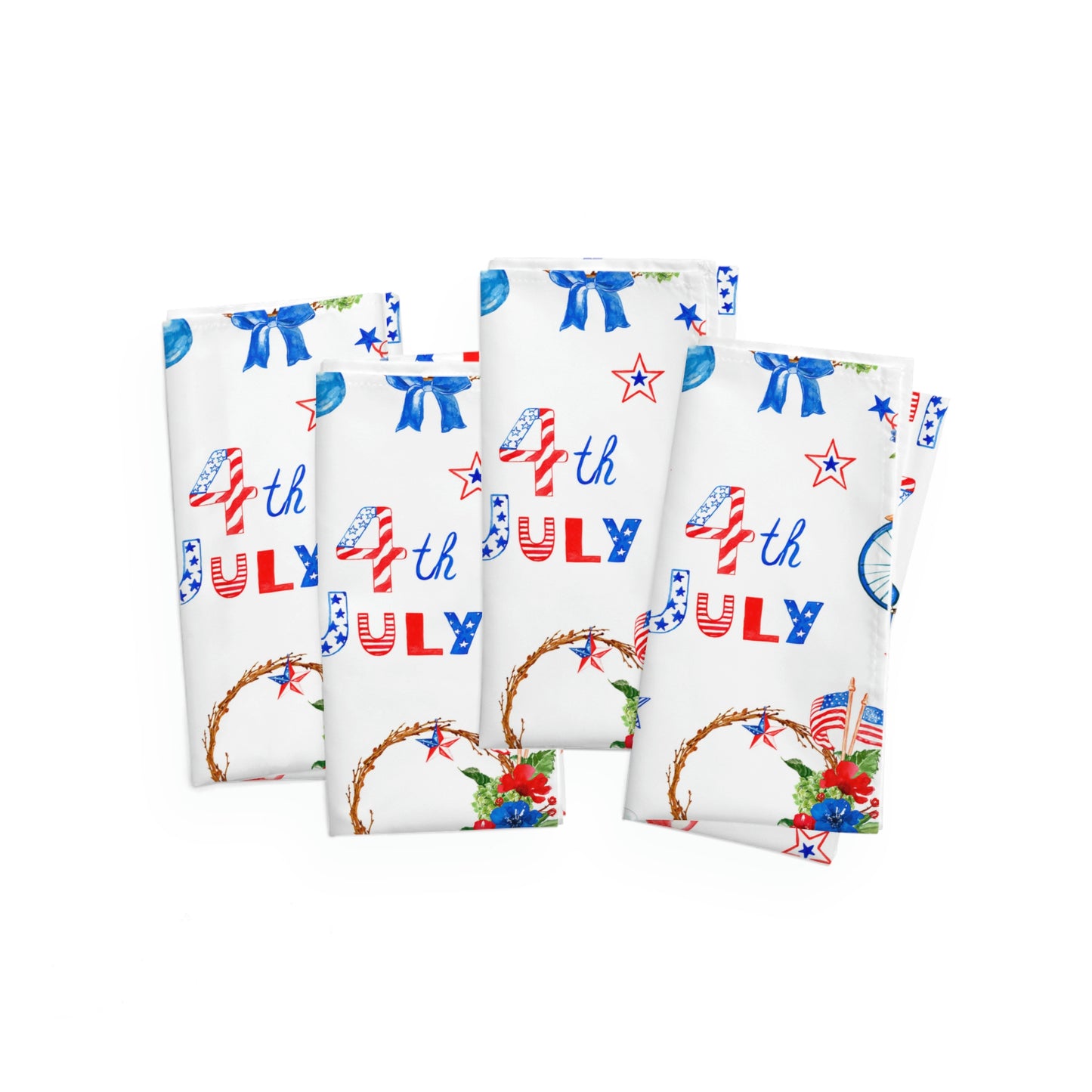 Fourth of July Balloons and Bikes Napkins Set of Four