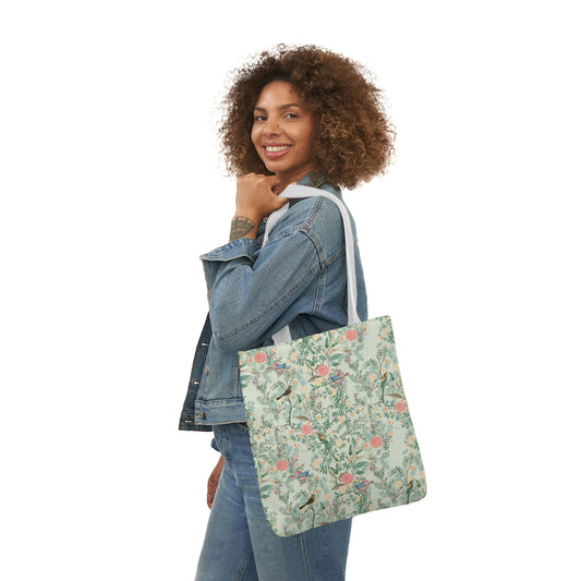 Chinoiserie Garden Polyester Canvas Tote Bag