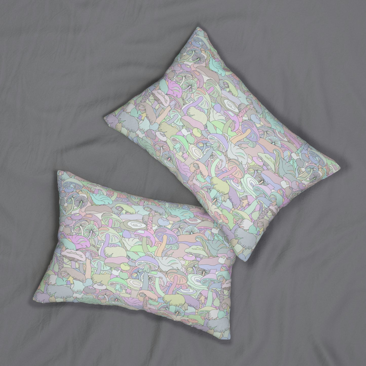 Pastel Mushrooms Spun Polyester Lumbar Pillow
