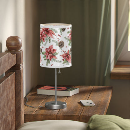 Poinsettia and Pine Cones Lamp