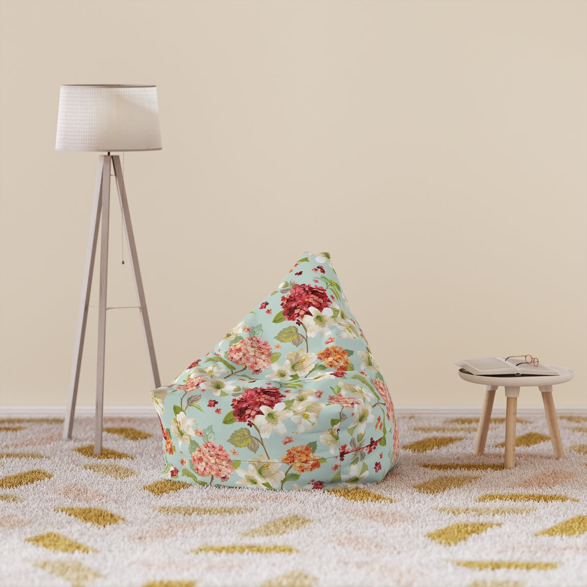 Autumn Hortensia and Lily Flowers Bean Bag Chair Cover