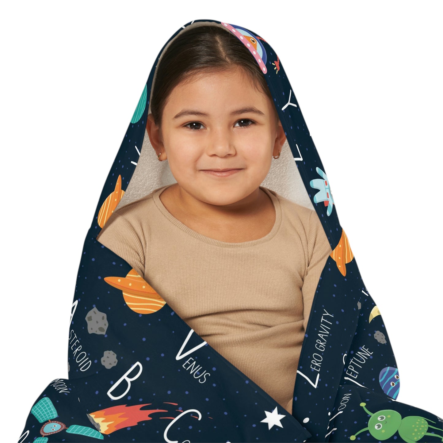 Space Alphabet Youth Hooded Towel