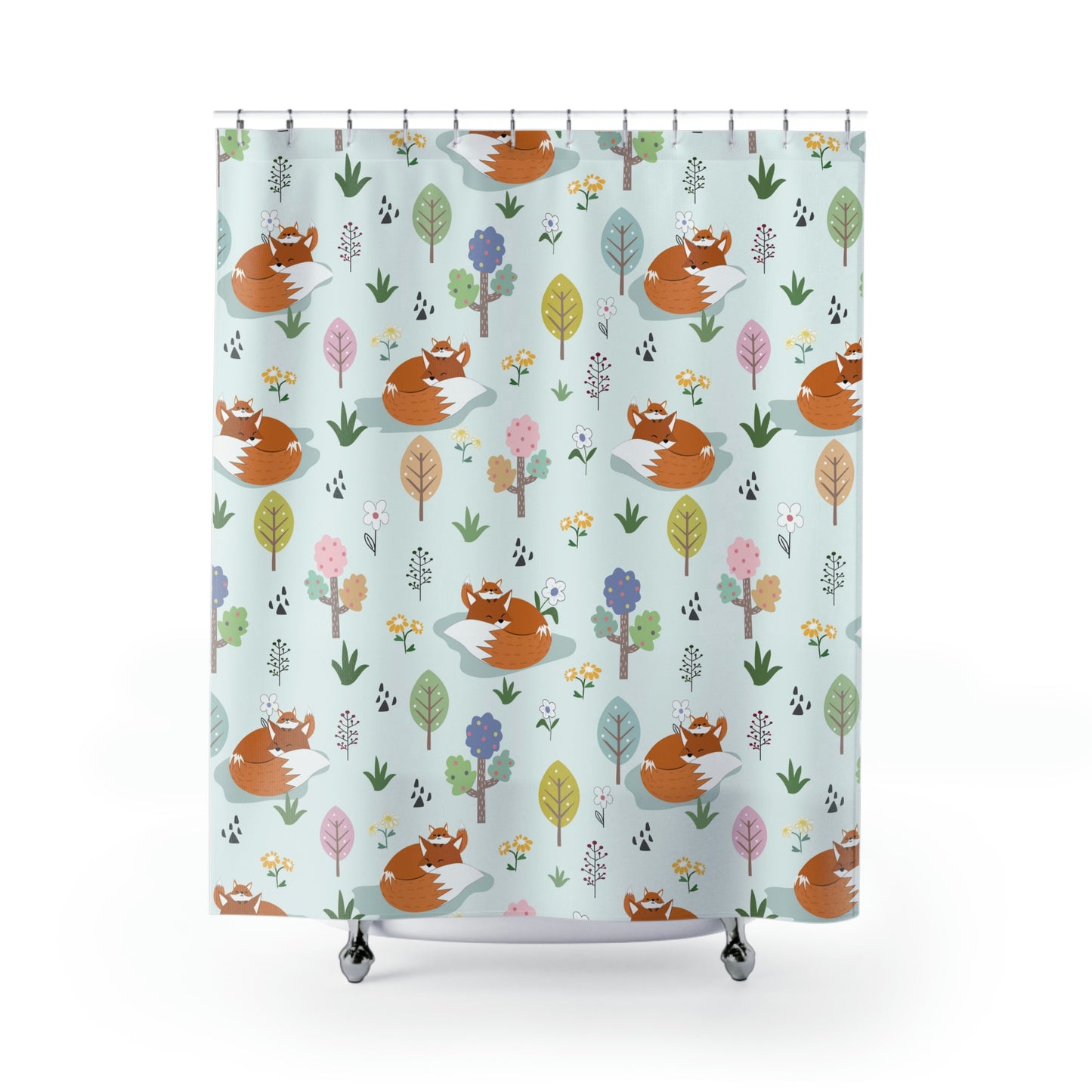 Mom and Baby Fox Shower Curtain