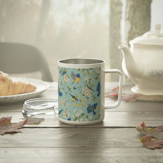 Chinoiserie Birds and Flowers Insulated Coffee Mug, 10oz