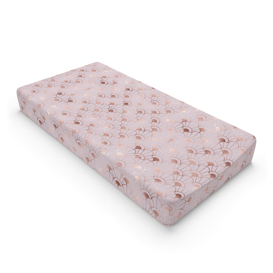 Rose Gold Art Deco Flowers Baby Changing Pad Cover