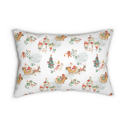 Vintage Christmas Santa Spun Polyester Lumbar Pillow