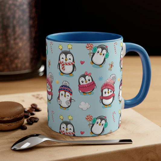 Penguins in Winter Clothes Accent Coffee Mug, 11oz