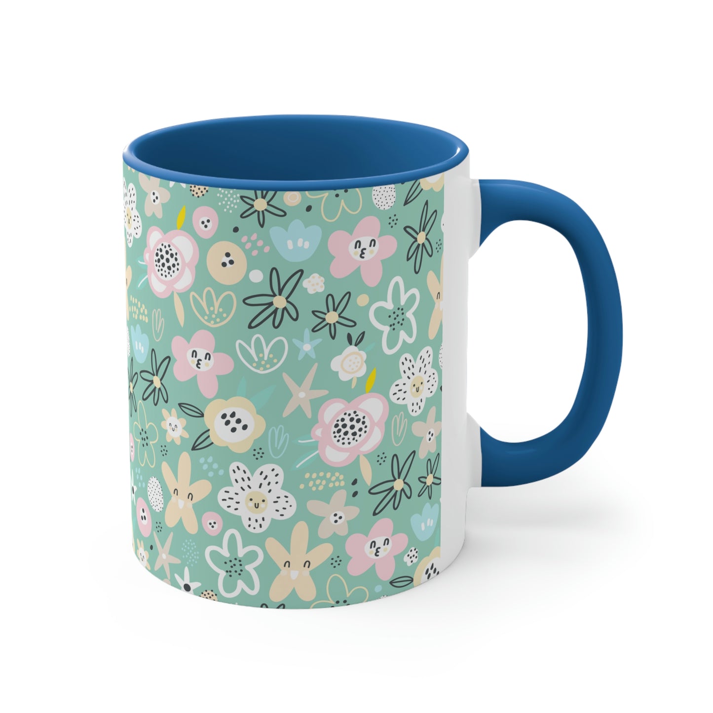 Abstract Flowers Accent Coffee Mug, 11oz