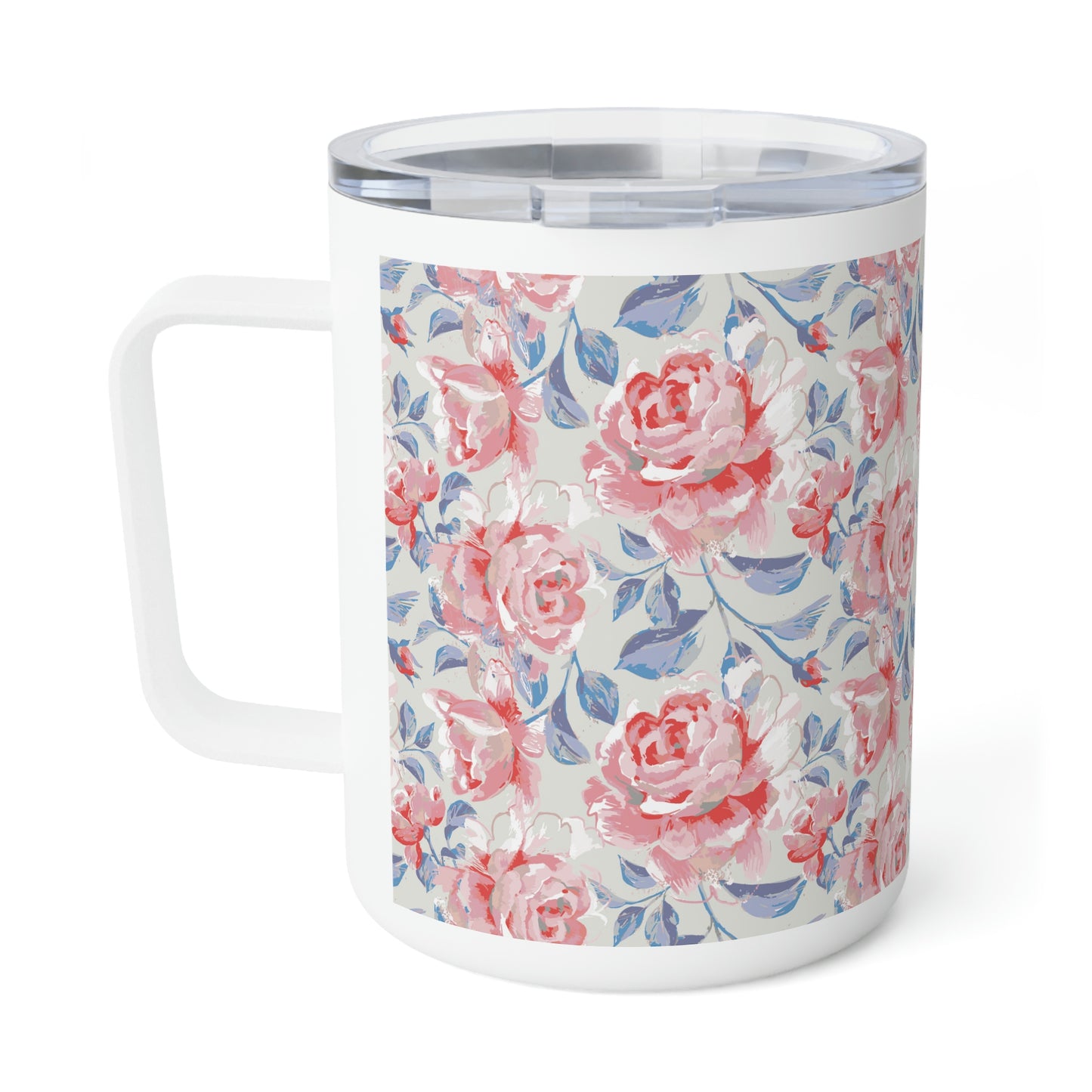 Pink Roses Insulated Coffee Mug, 10oz