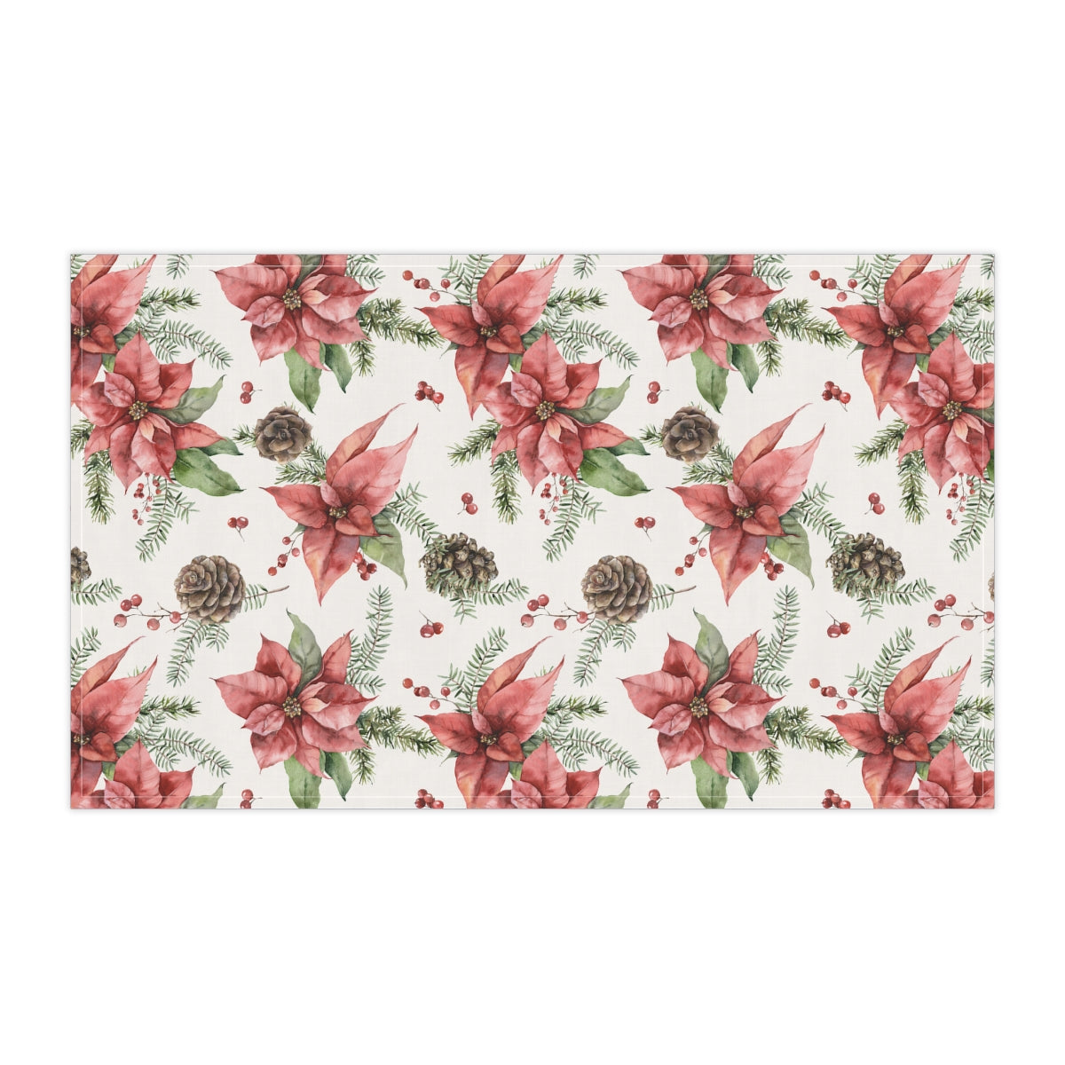 Poinsettia and Pine Cones Kitchen Towel
