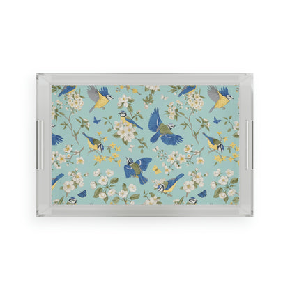 Chinoiserie Birds and Flowers Acrylic Serving Tray