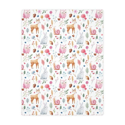 Fairy Forest Animals Velveteen Minky Blanket (Two-sided print)