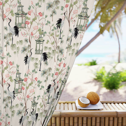 Chinoiserie Rose Trees Window Curtains (1 Piece)