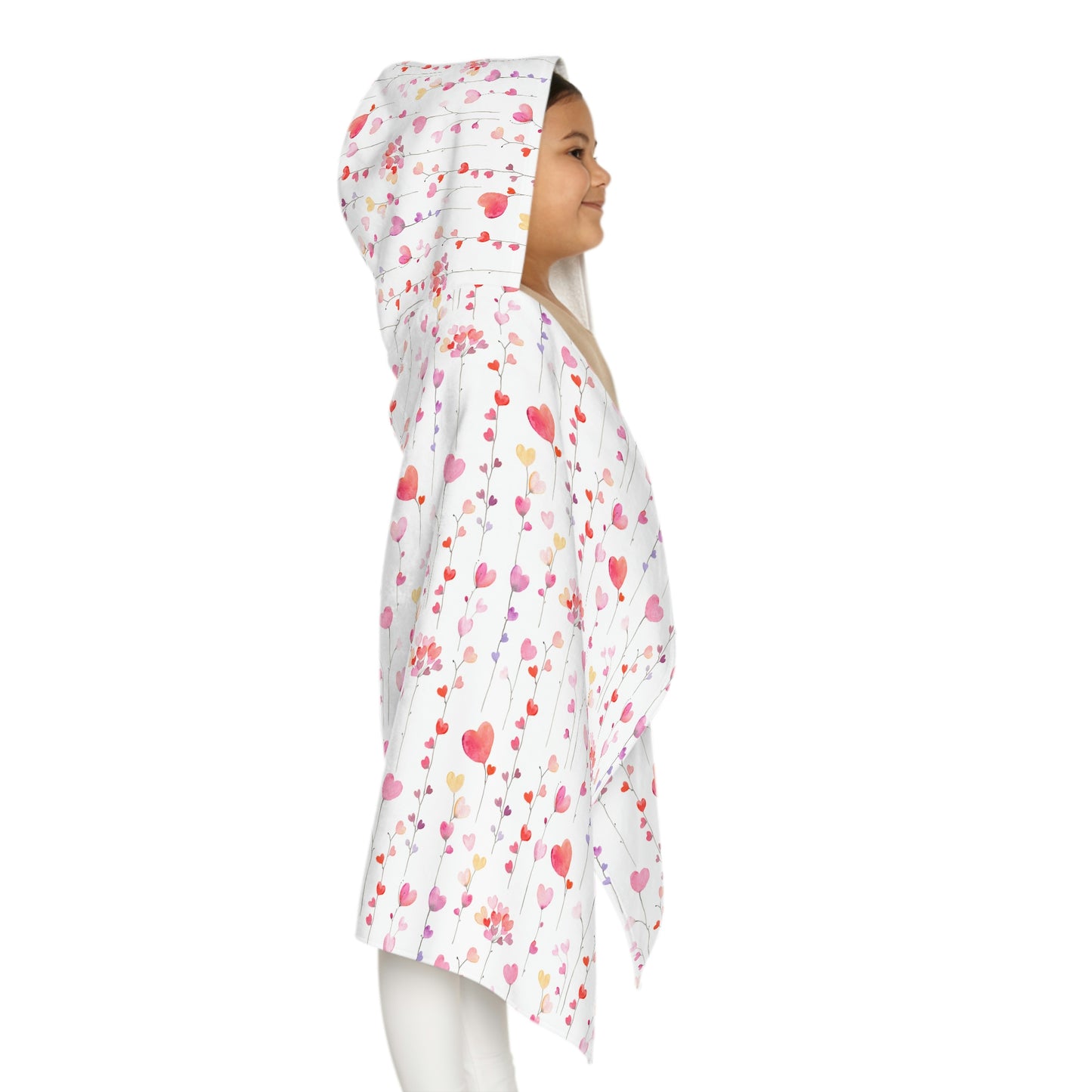 Heart Flowers Youth Hooded Towel