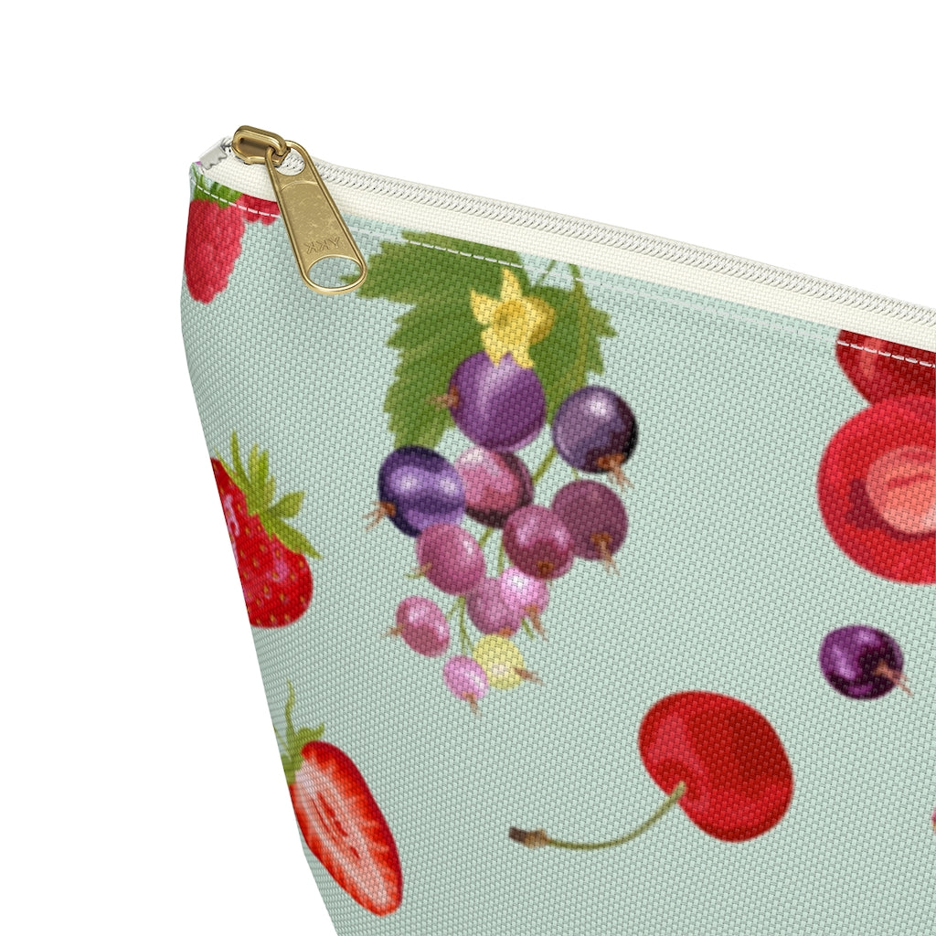 Cherries and Strawberries Accessory Pouch w T-bottom