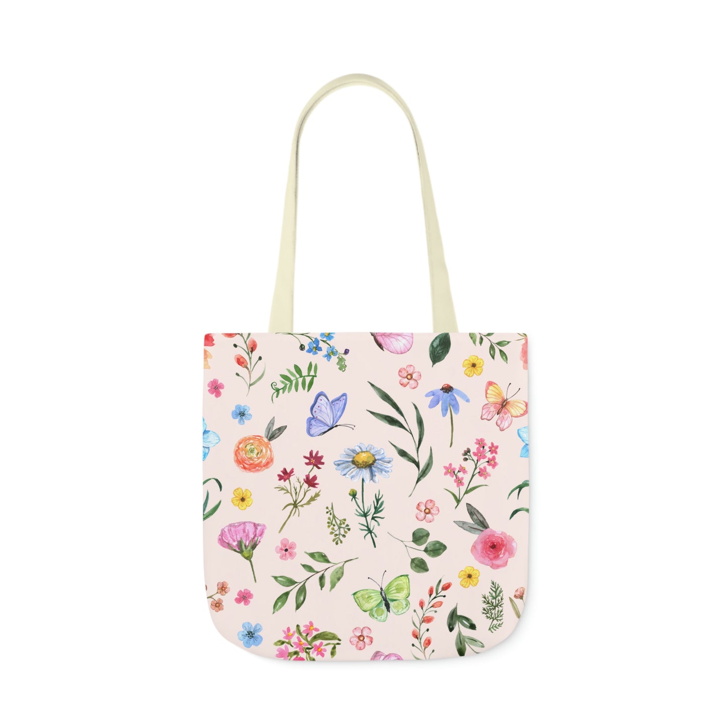 Spring Daisies and Butterflies Polyester Canvas Tote Bag