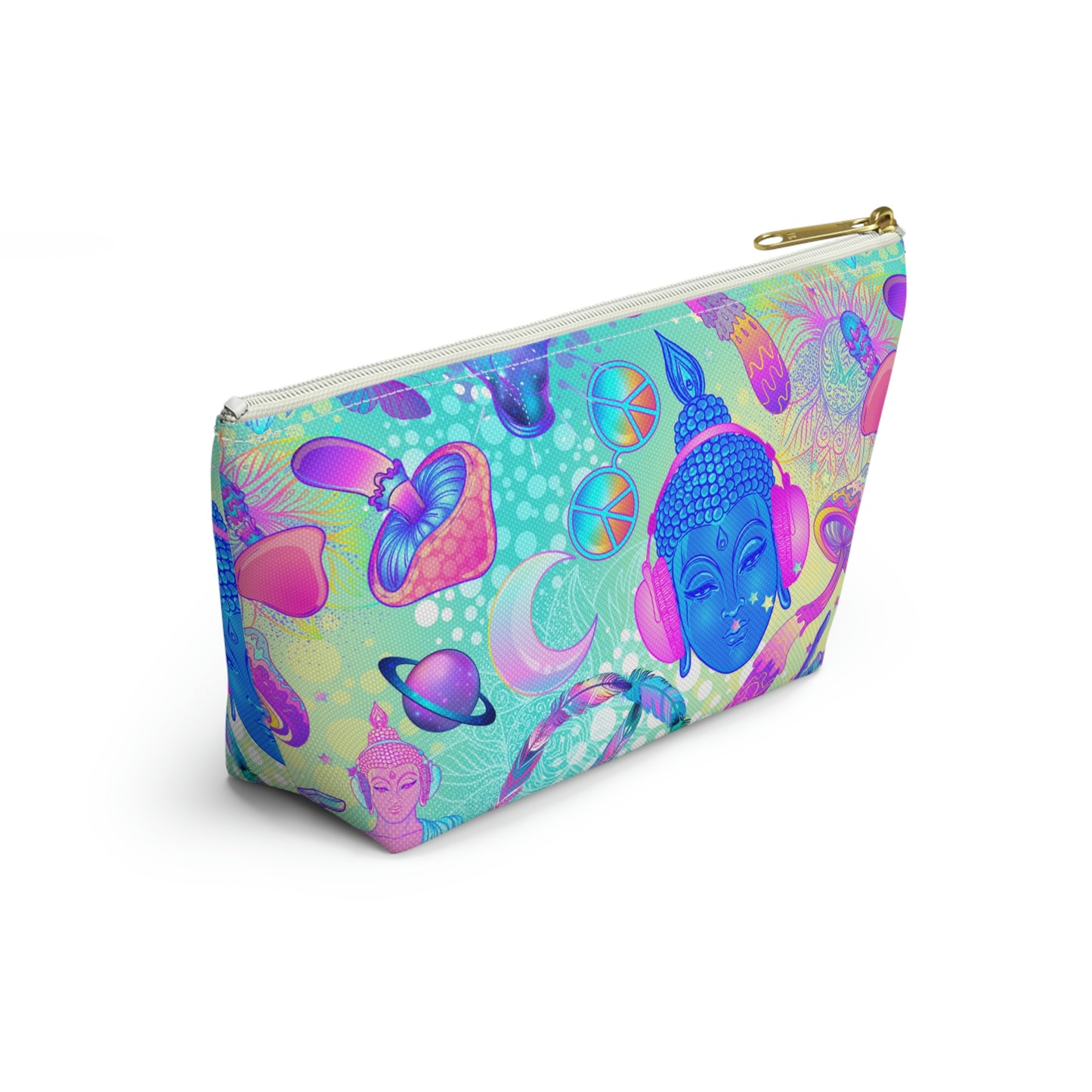 Buddha and Mushrooms Accessory Pouch w T-bottom