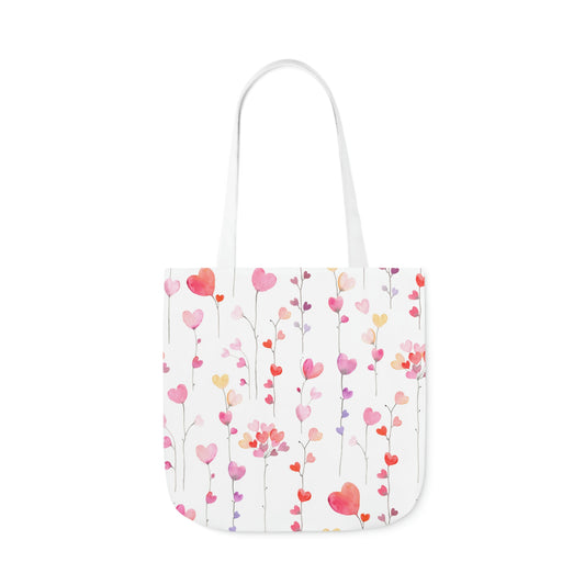 Heart Flowers Canvas Tote Bag