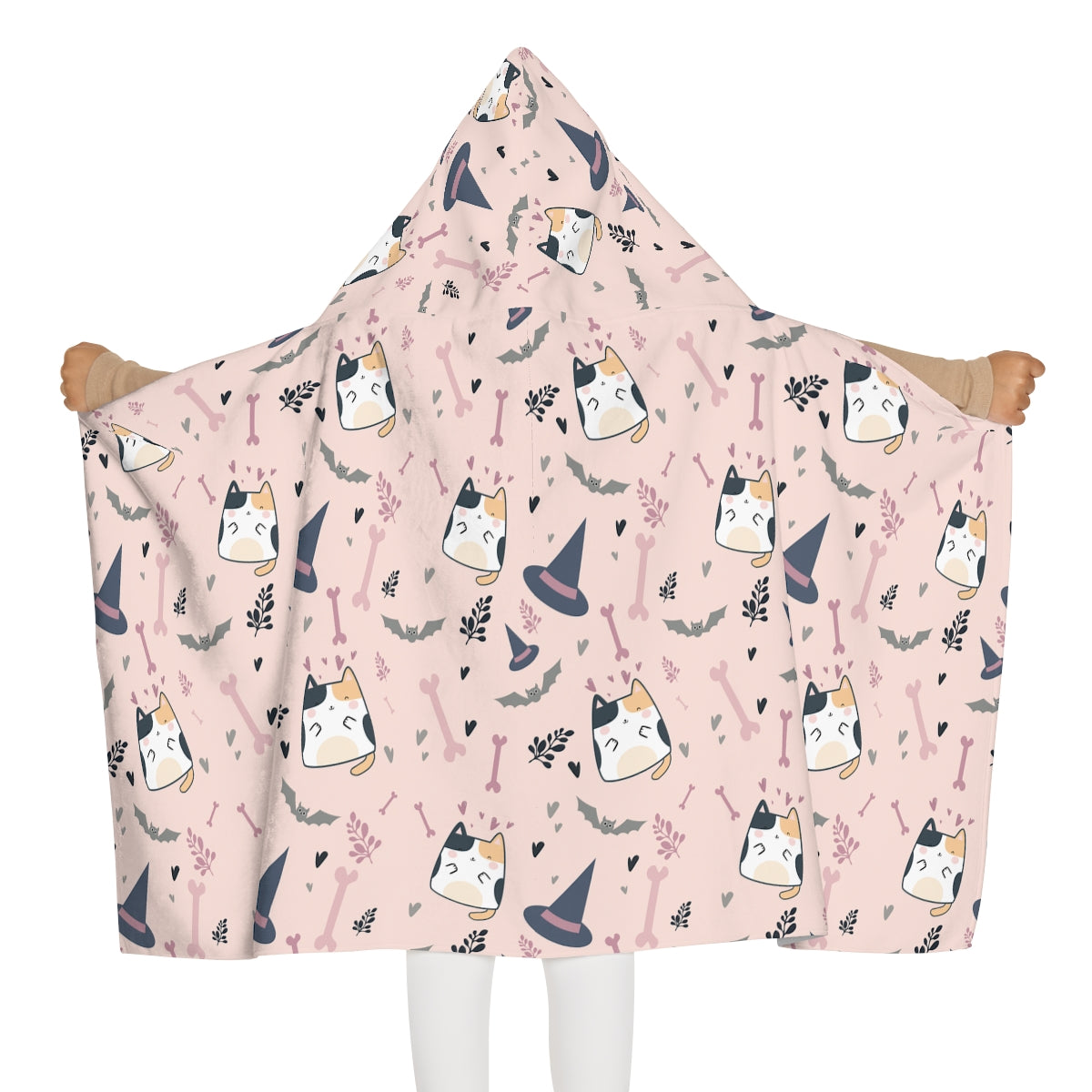 Halloween Cats and Bats Youth Hooded Towel
